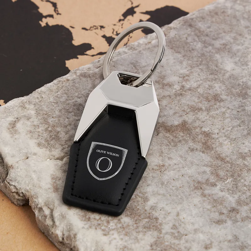 Personalised Leather Car Keyring for Men