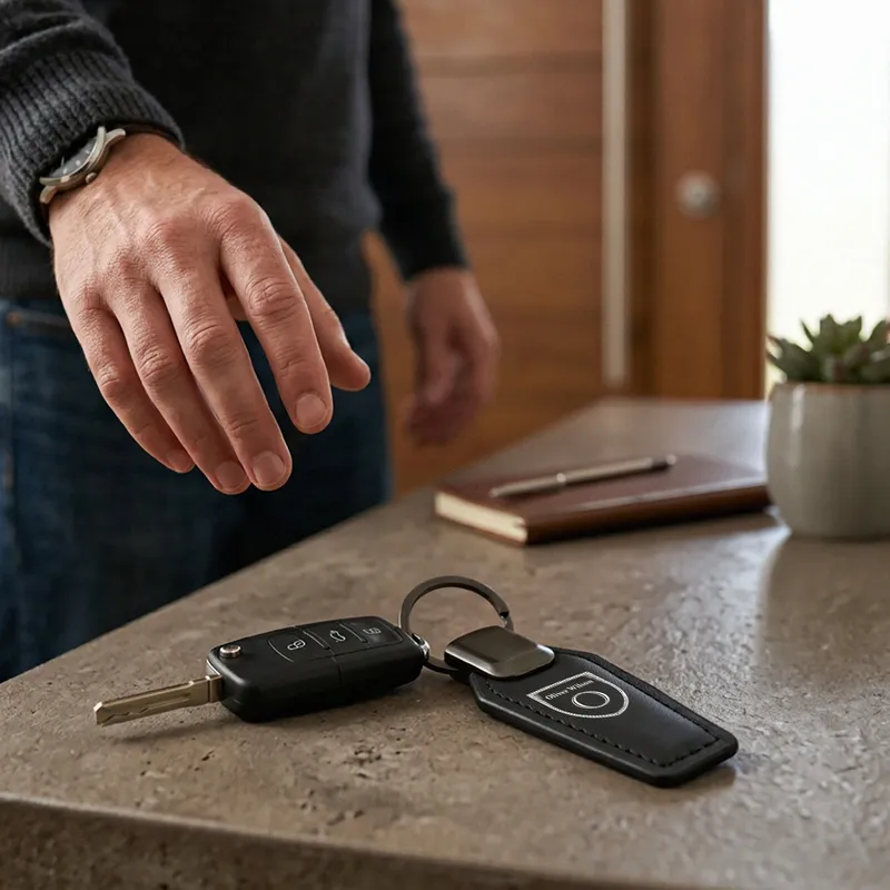 Personalized Leather Car Keychain for Men