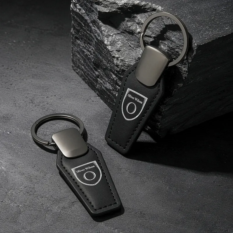 Personalized Leather Car Keychain for Men