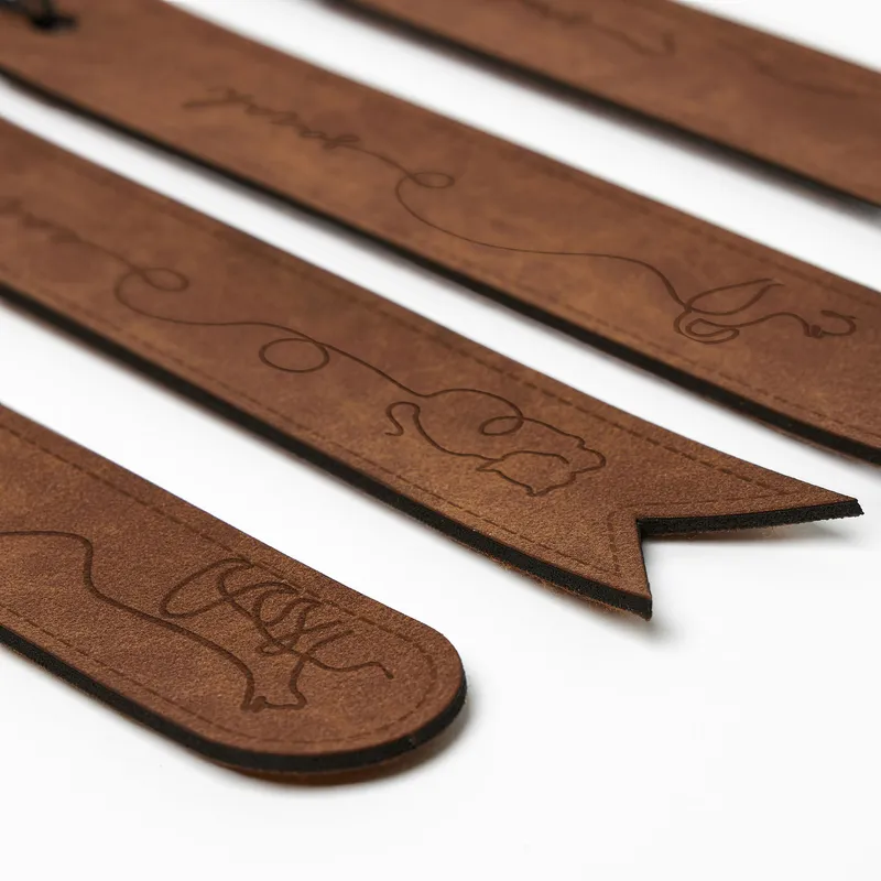 Personalised Leather Cat Design Bookmark Set of 4