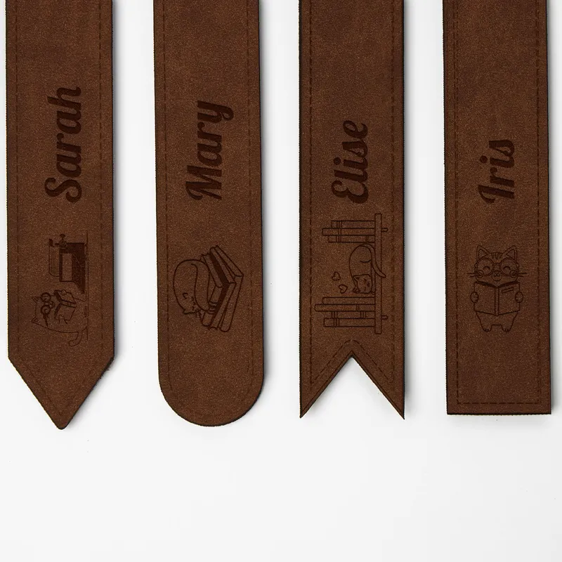 Personalised Leather Cat Bookmark Set for Book Lovers