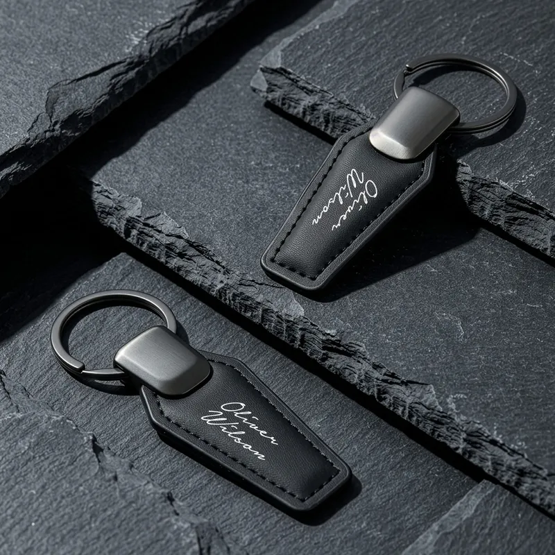 Personalized Leather Keychain with Signature Style