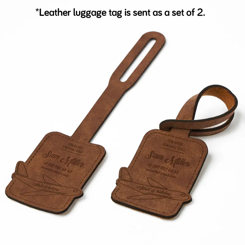 Personalized Leather Luggage Tag for Travel Lovers