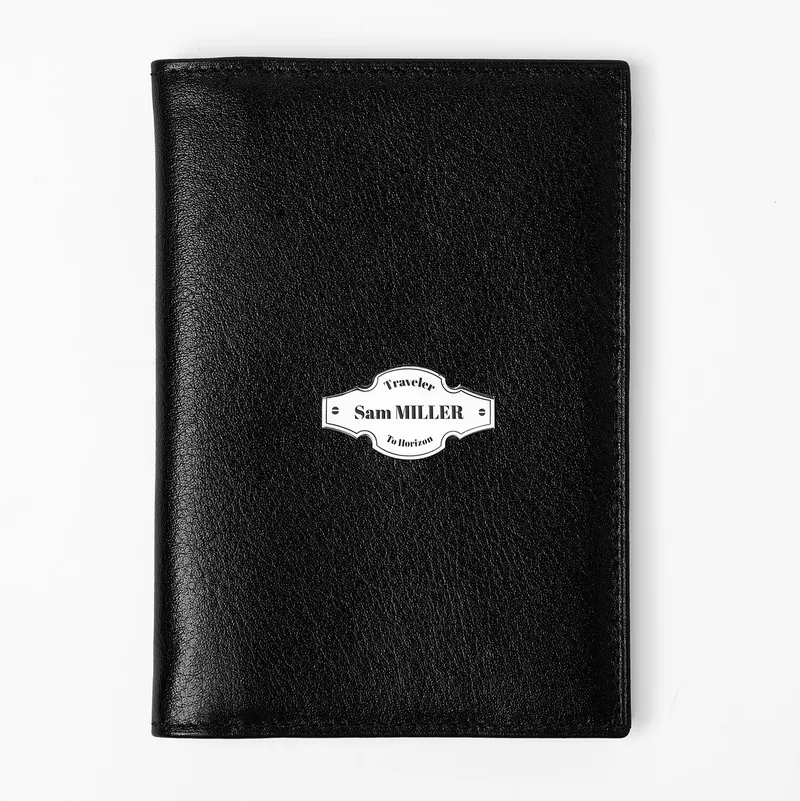 Personalised Leather Passport Holder with Silver Emblem