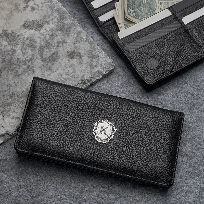 Personalized Leather Unisex Wallet with Silver Initials