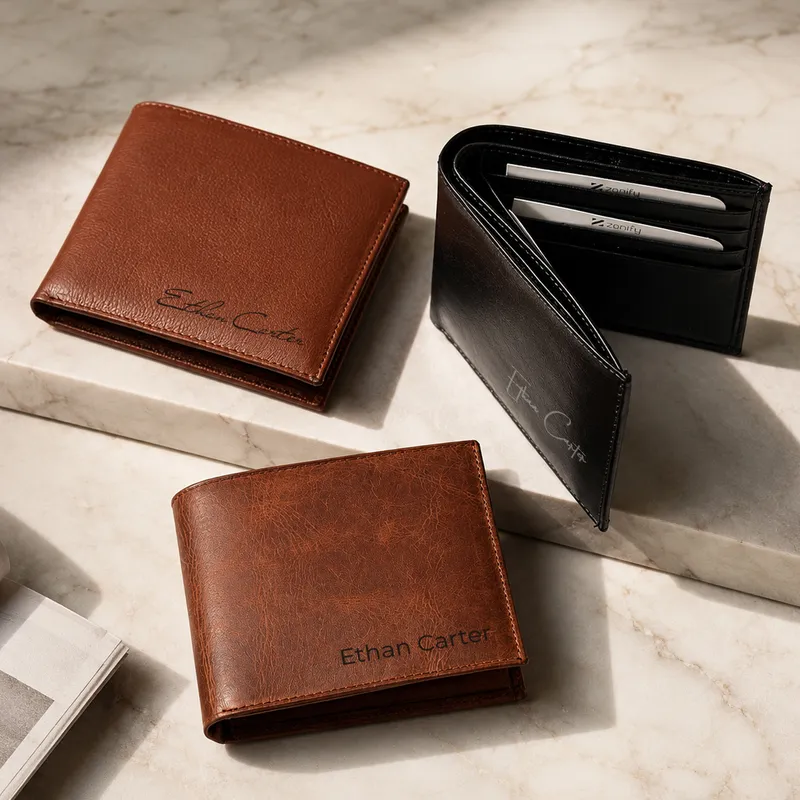 Personalized Leather Wallet with Name – 7 Design Options