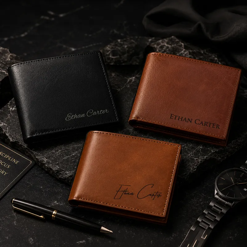 Personalized Leather Wallet with Name – 7 Design Options