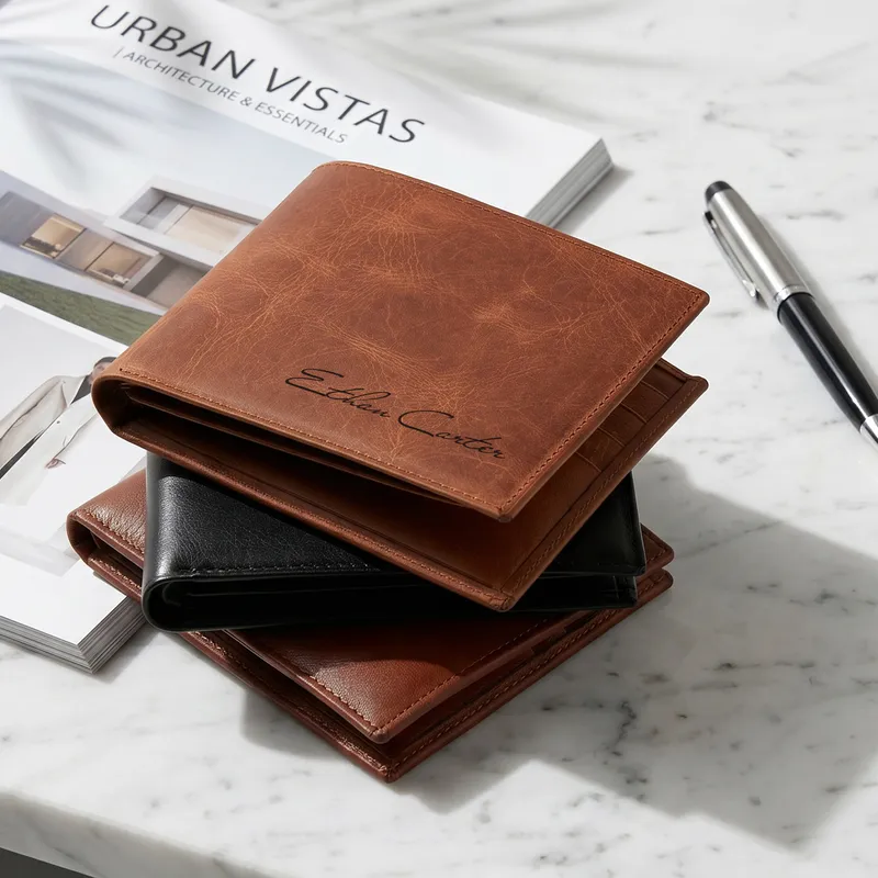 Personalized Leather Wallet with Name – 7 Design Options