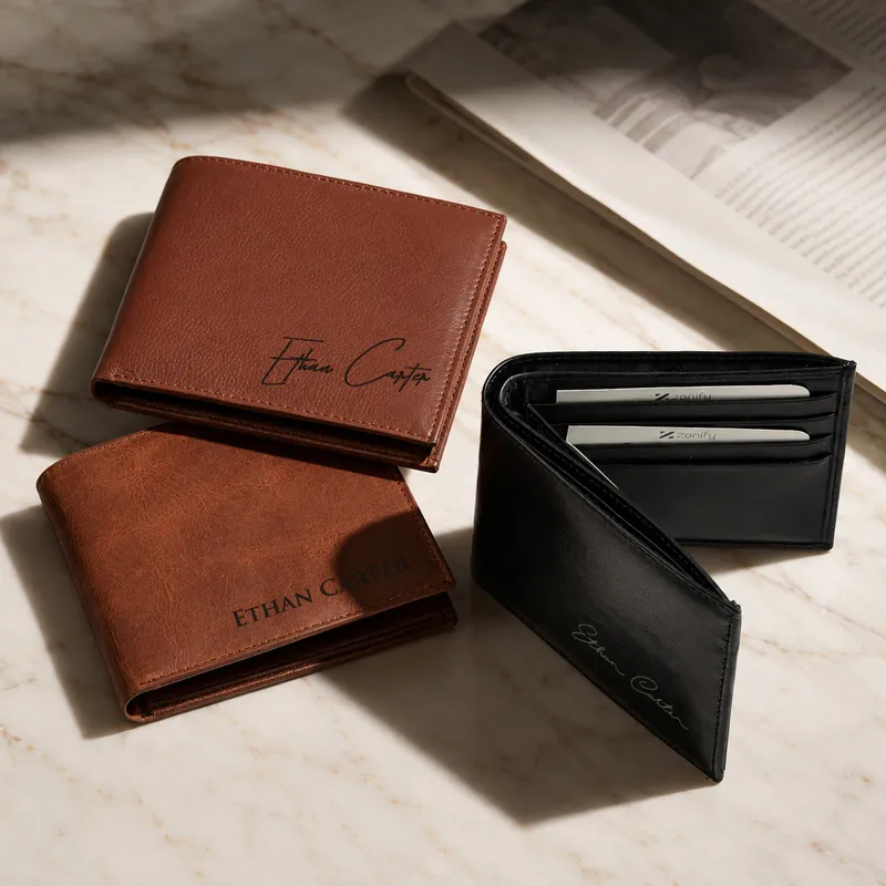 Personalized Leather Wallet with Name – 7 Design Options