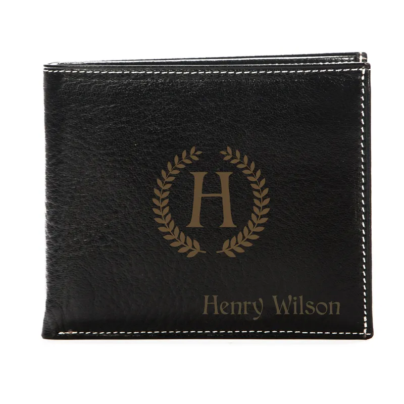 Personalized Leather Wallet with Name and Initial