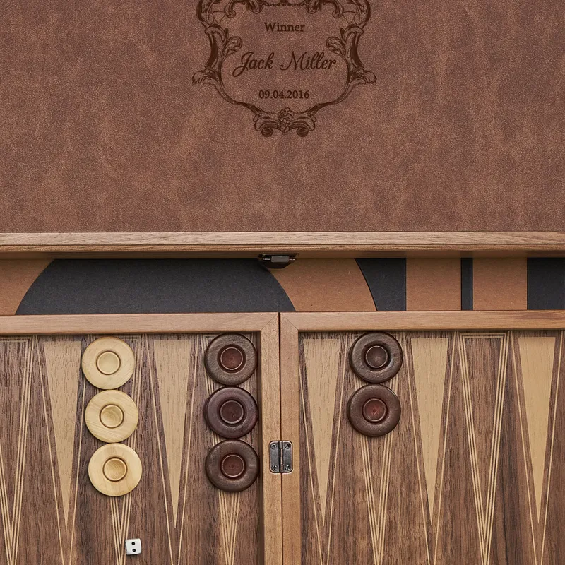 Personalized Leather-Wrapped Walnut Backgammon Set for Enthusiasts