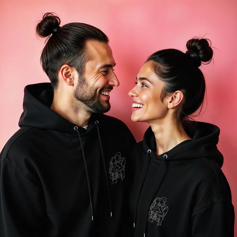 Personalised Line Art Couple Sweatshirt Set