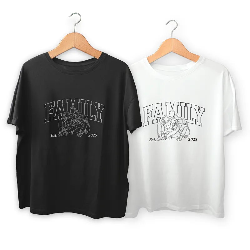 Personalized Line Art Family Matching T-Shirts