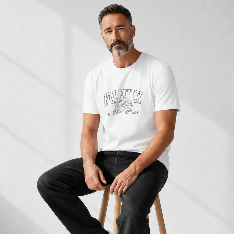 Personalized Line Art Family Matching T-Shirts
