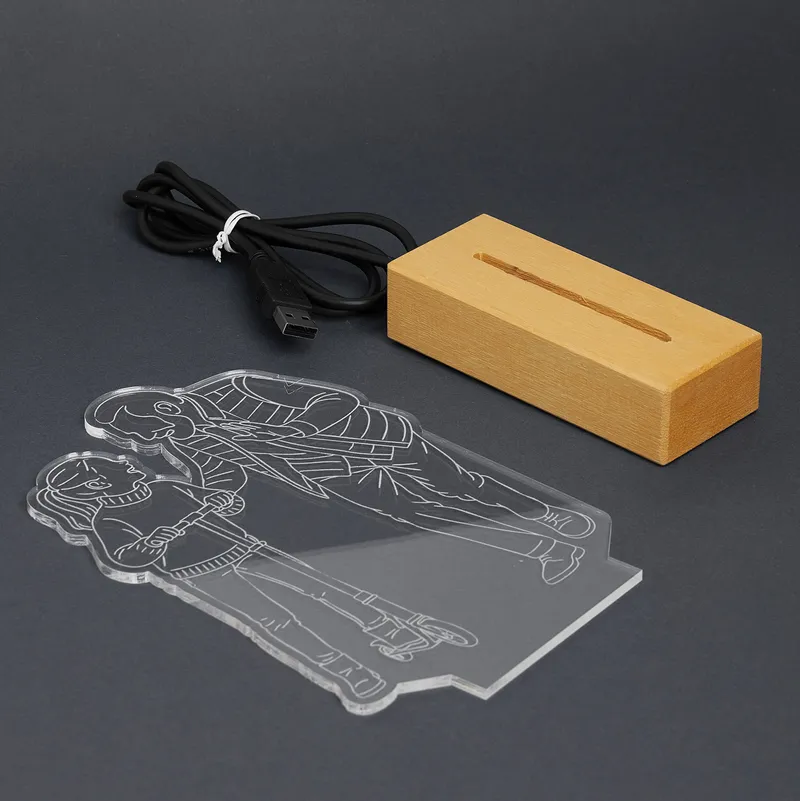 Personalised Line Art LED Lamp for Grandpa Keepsake