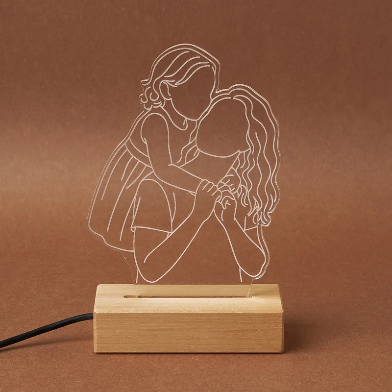 Personalized Line Art LED Lamp Gift for Mom