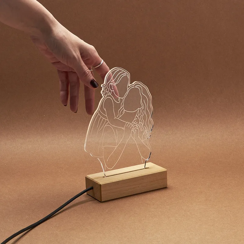 Personalized Line Art LED Lamp Gift for Mom