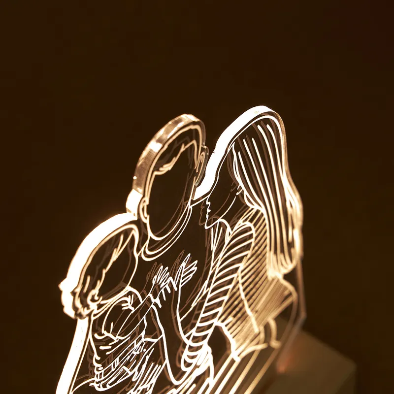Personalized Line Art LED Lamp with Family Photo