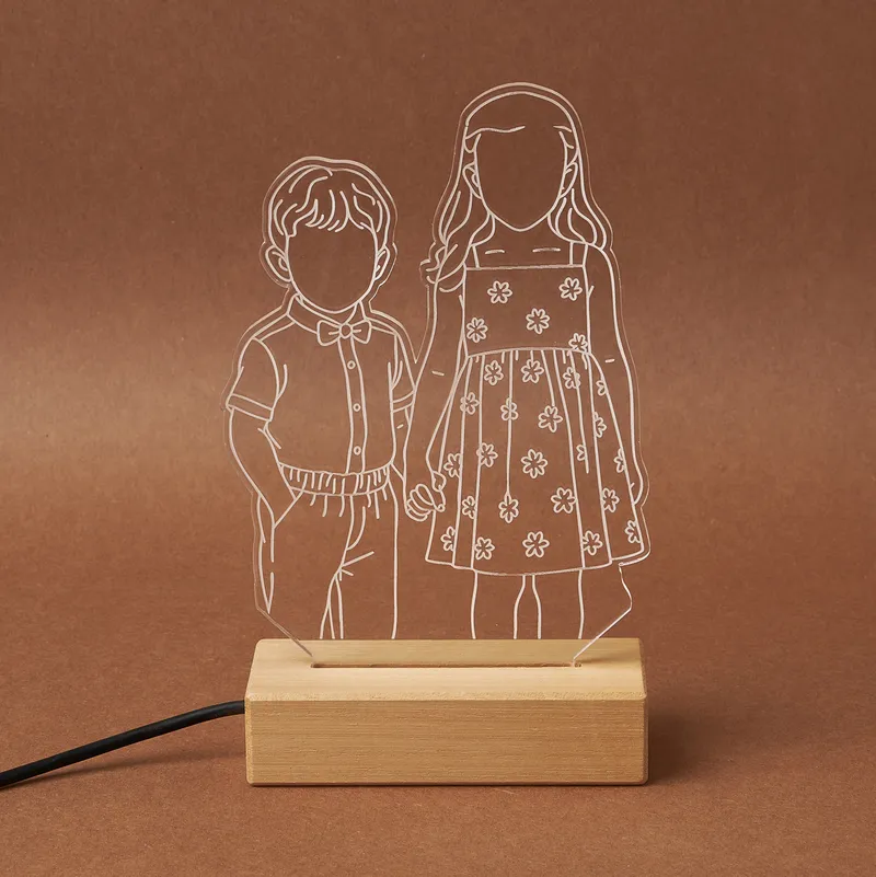 Personalized Line Art Photo LED Lamp for Kids