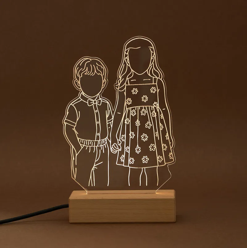 Personalized Line Art Photo LED Lamp for Kids