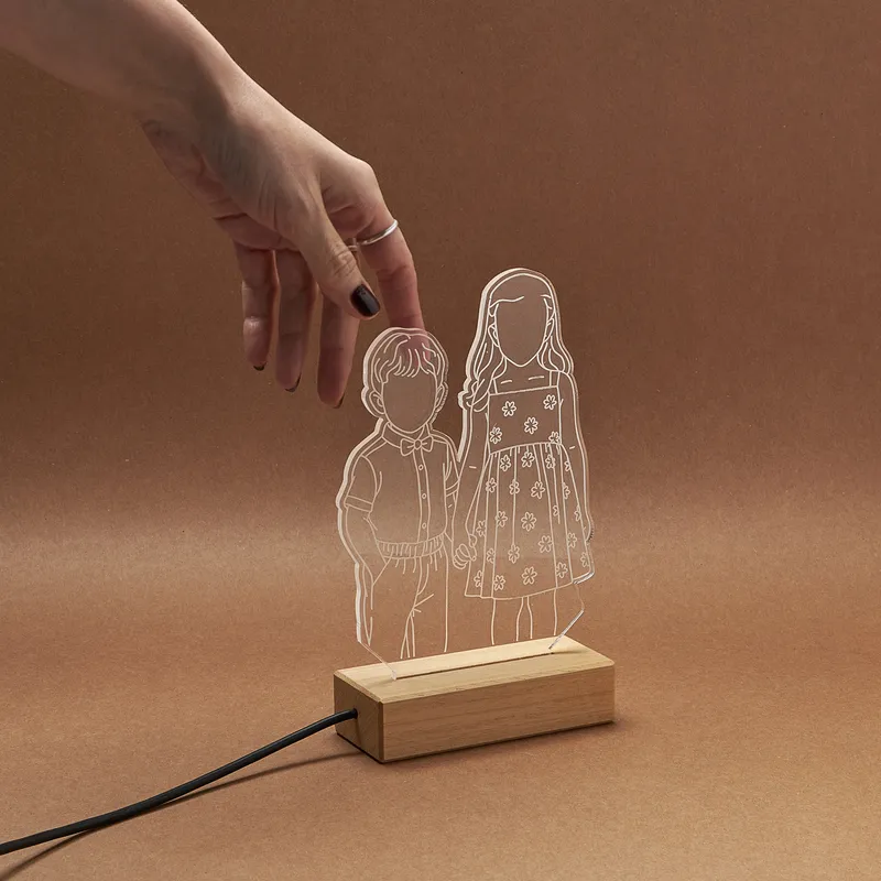 Personalized Line Art Photo LED Lamp for Kids