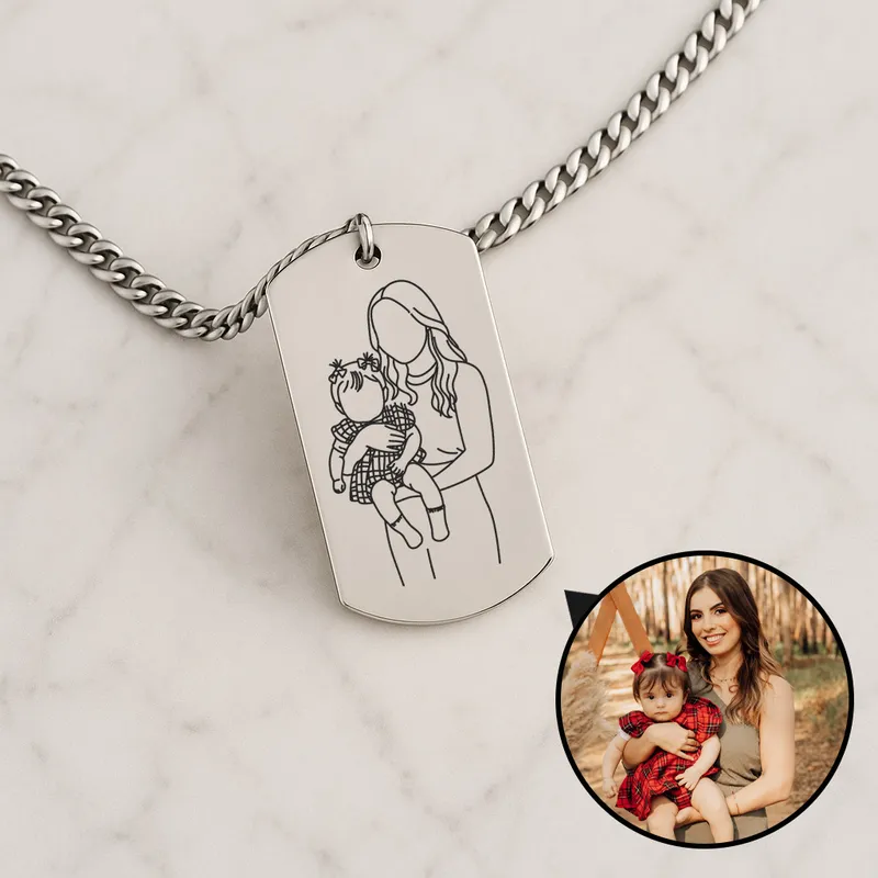 Personalized Line Art Photo Necklace