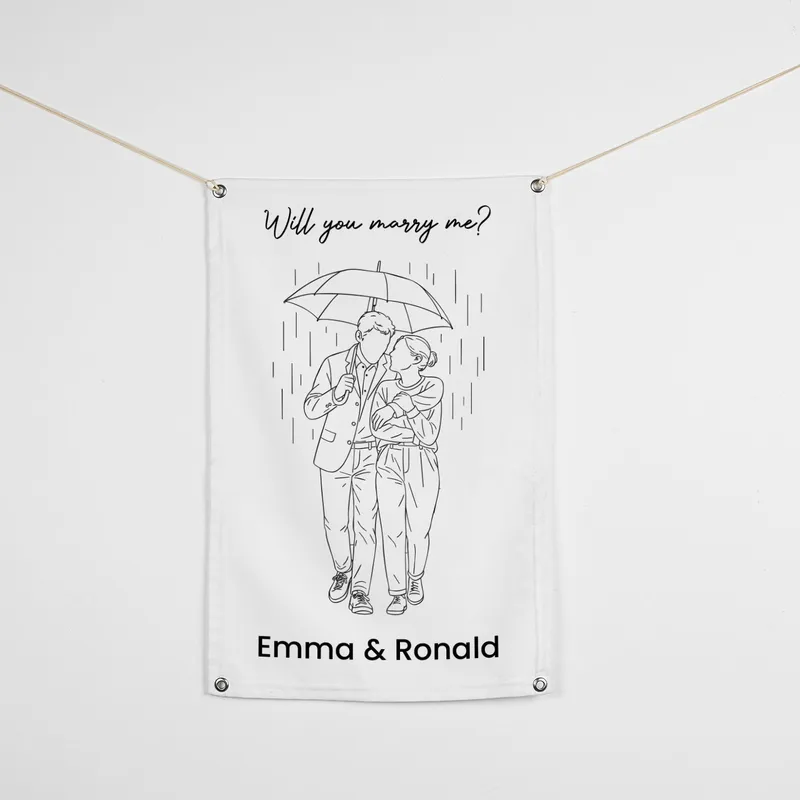 Personalized Line Art Proposal Banner with Photo - 17 x 27 inches