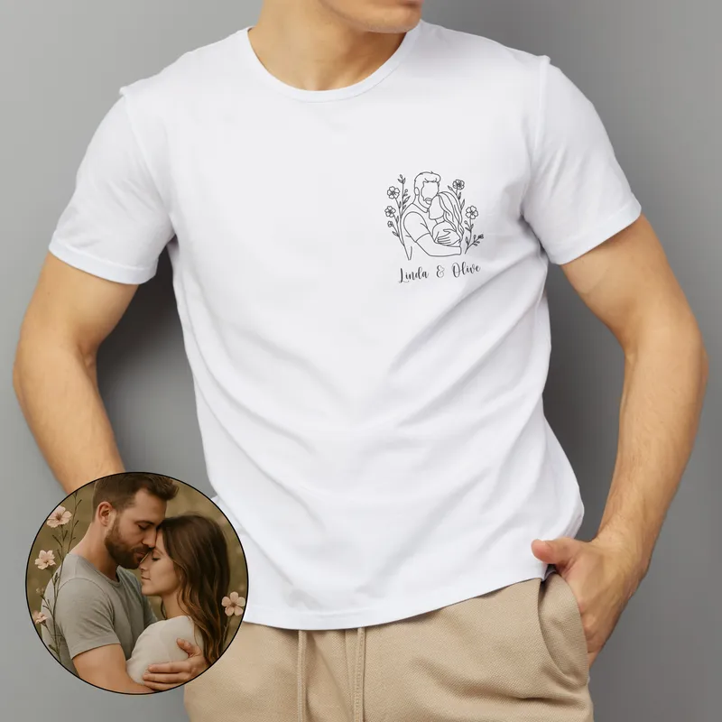 Personalised Line Art T-Shirts for Couples