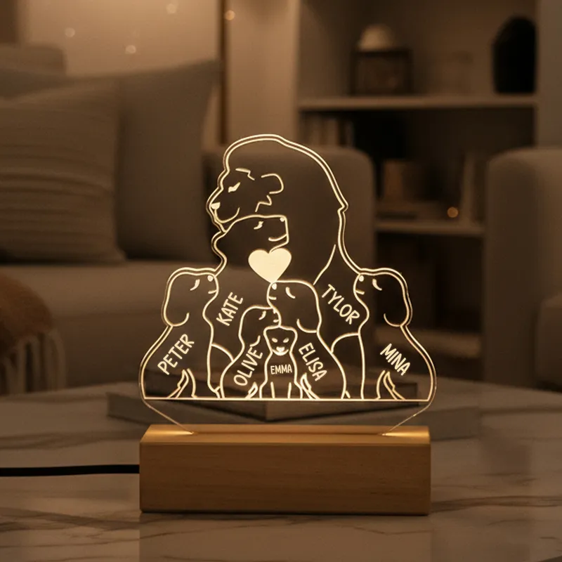Personalized Lion Family LED Lamp with Names