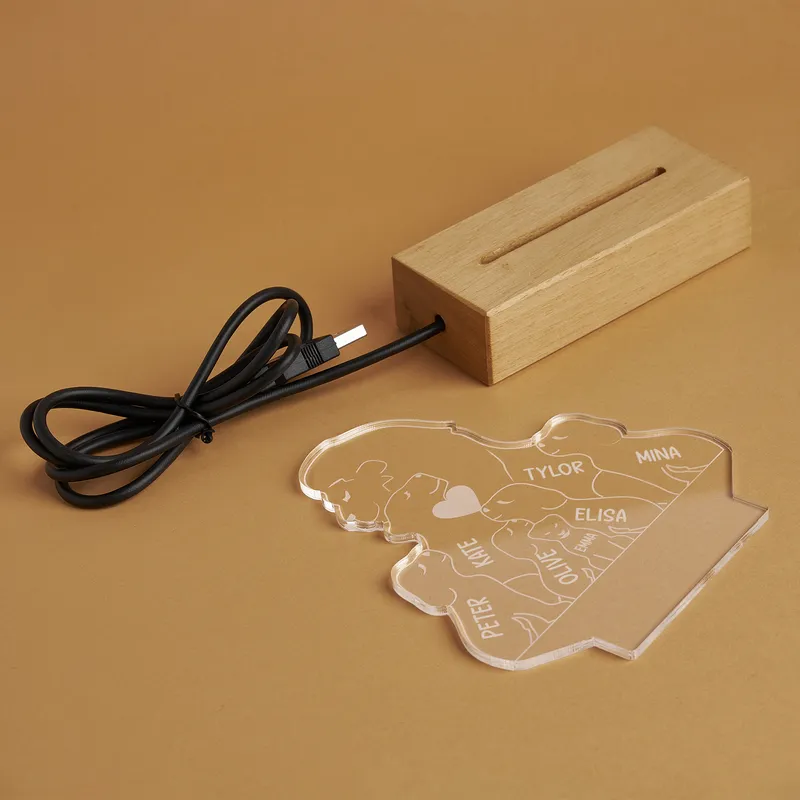 Personalized Lion Family LED Lamp with Names