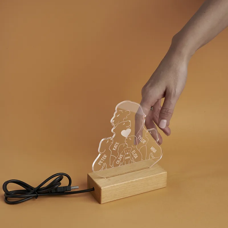 Personalized Lion Family LED Lamp with Names