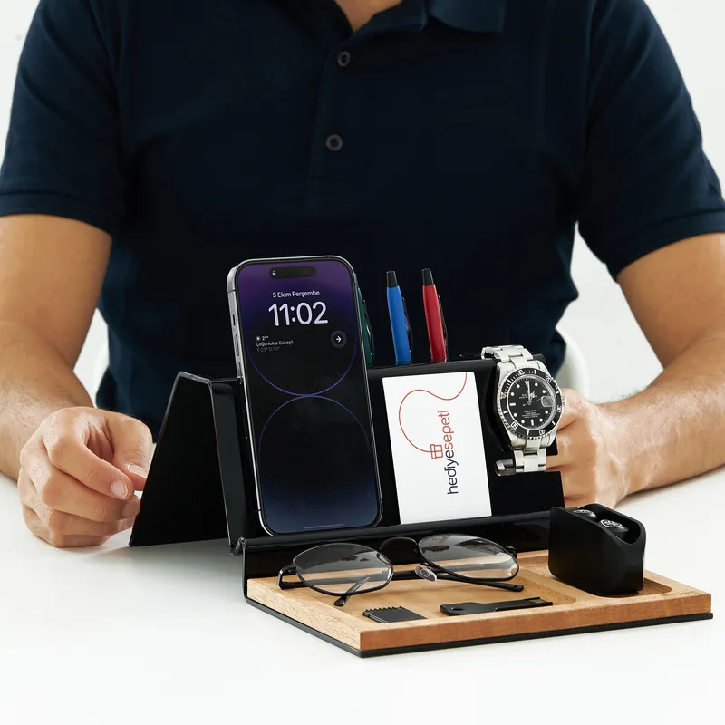 Personalised Desk Organiser with Name and Logo for Professionals