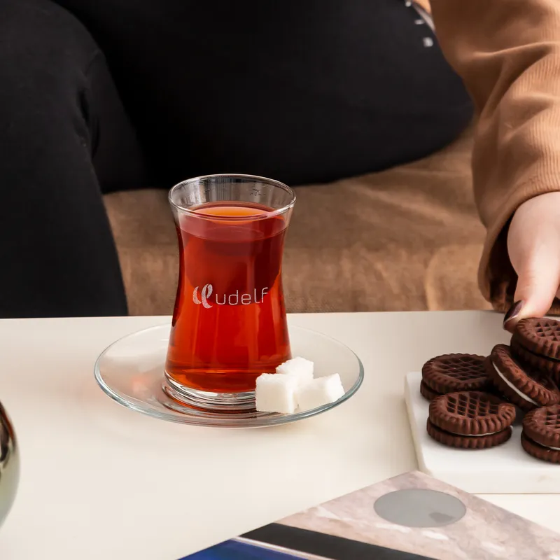 Personalized Logo Printed Office Tea Glass Set