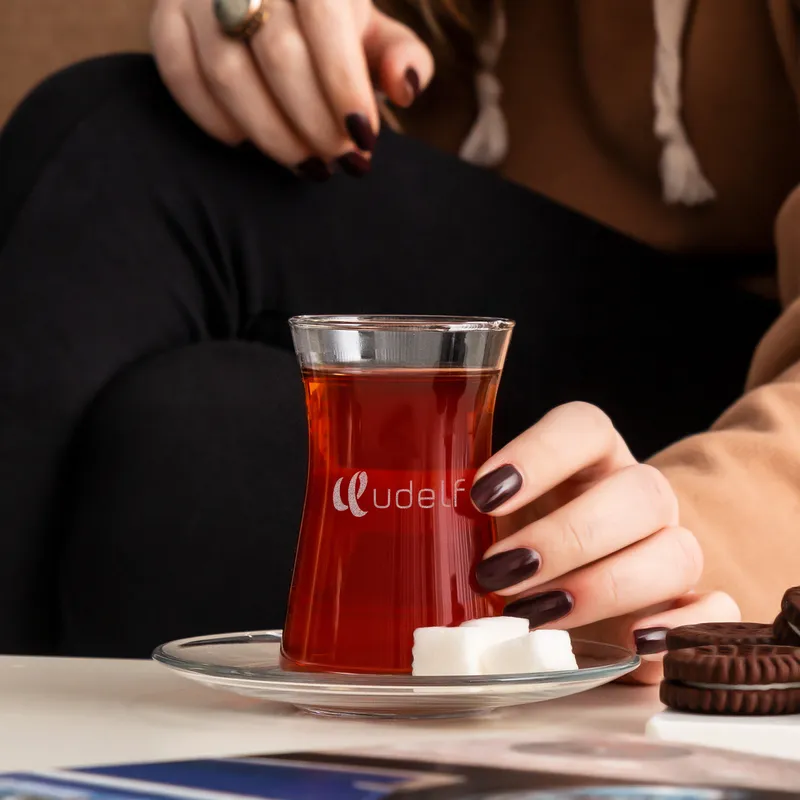 Personalized Logo Printed Office Tea Glass Set