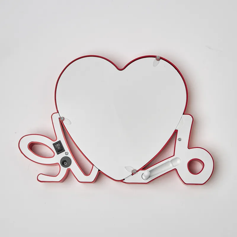 Personalized Love Heart LED Magic Mirror Photo Frame