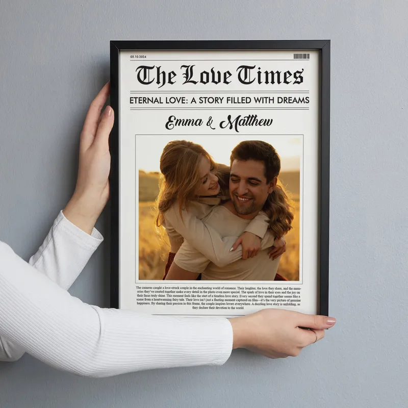 Personalized Love Times Newspaper Photo Frame