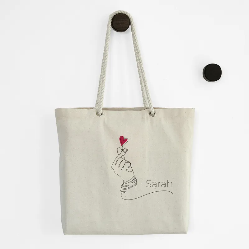 Personalized Love Touch Canvas Tote Bag for Her Gift
