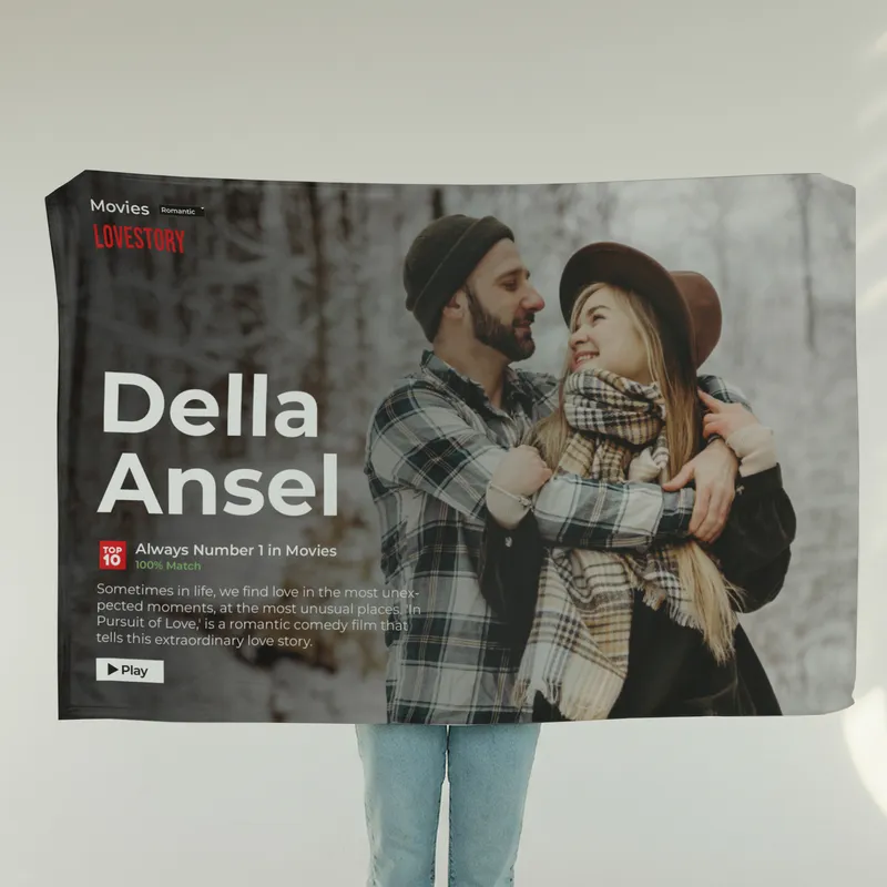 Personalized LoveStory TV Blanket for Couples