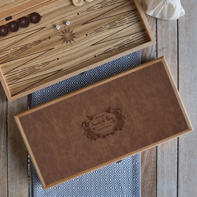 Personalised Luxury Leather Backgammon Set for Couples