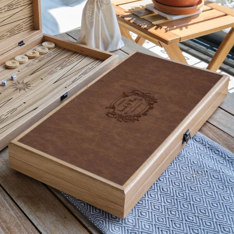 Personalised Luxury Leather Backgammon Set for Couples