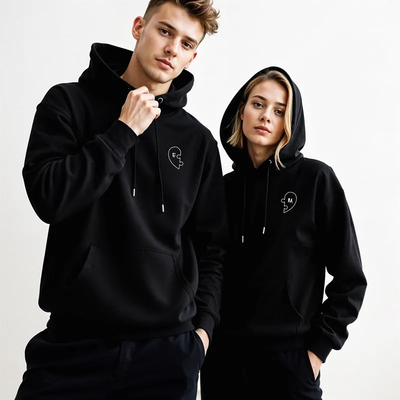 Personalized Matching Heart Sweatshirts for Couples