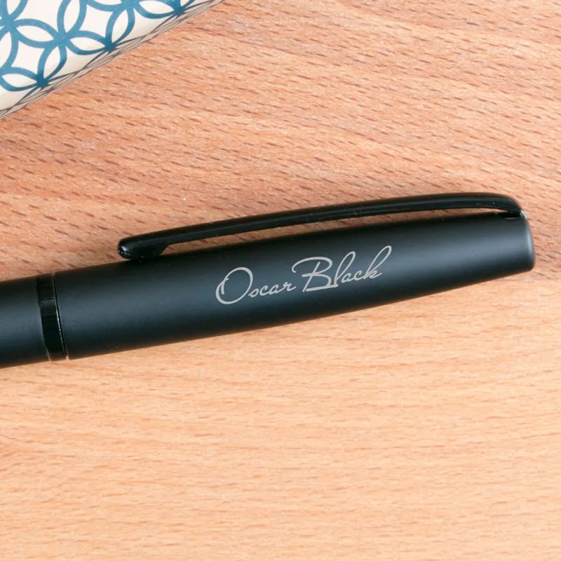 Personalised Matte Black Engraved Ballpoint Pen Gift