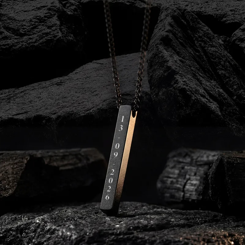 Personalized Matte Black Column Pendant for Men
