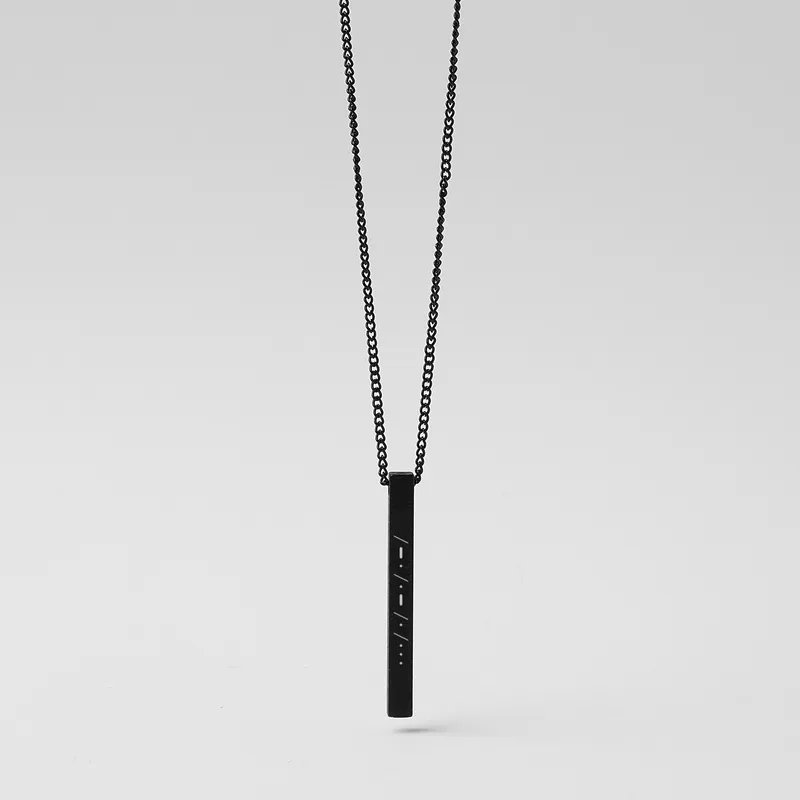 Personalized Matte Black Column Pendant for Men