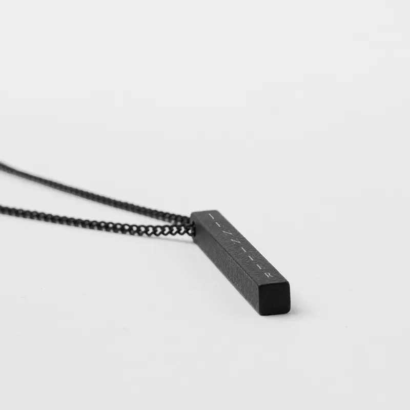 Personalized Matte Black Column Pendant for Men