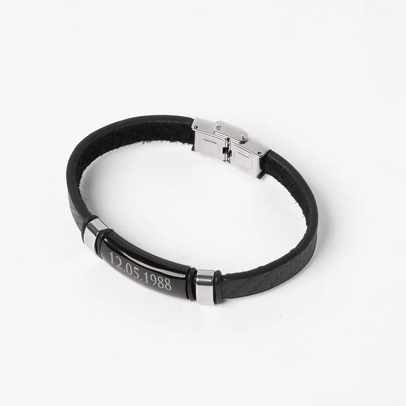 Personalized Men’s Wallet Bracelet and Keychain Gift Set