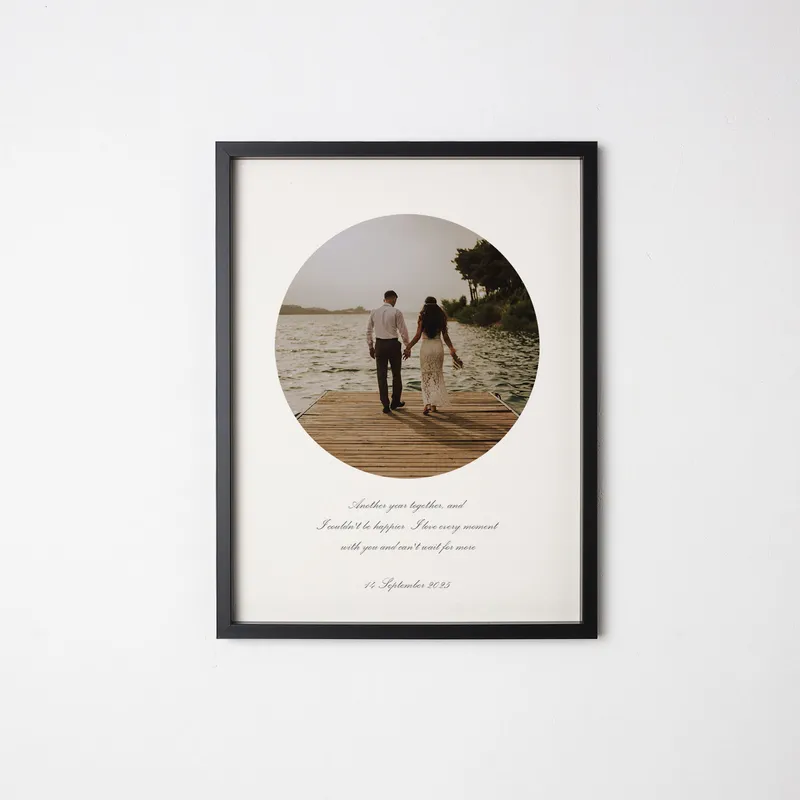 Personalized Message and Photo Black Picture Frame for Couples and Family Gift
