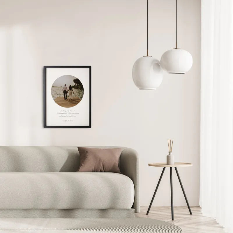 Personalized Message and Photo Black Picture Frame for Couples and Family Gift