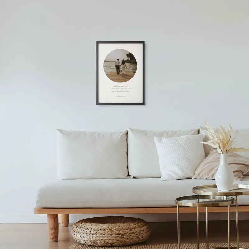 Personalized Message and Photo Black Picture Frame for Couples and Family Gift