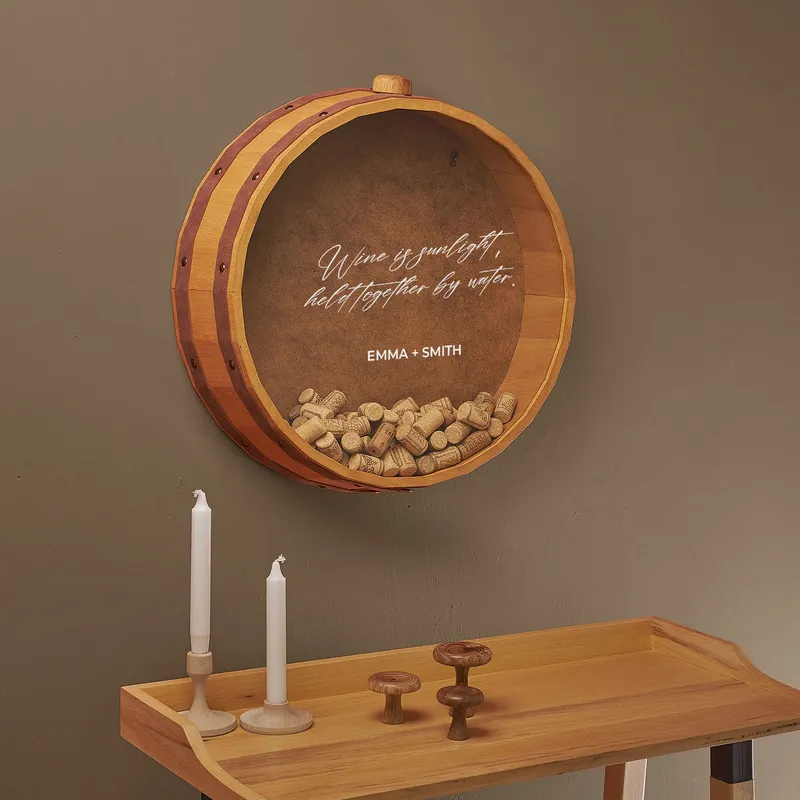 Personalized Message Wine Cork Barrel Shadow Box